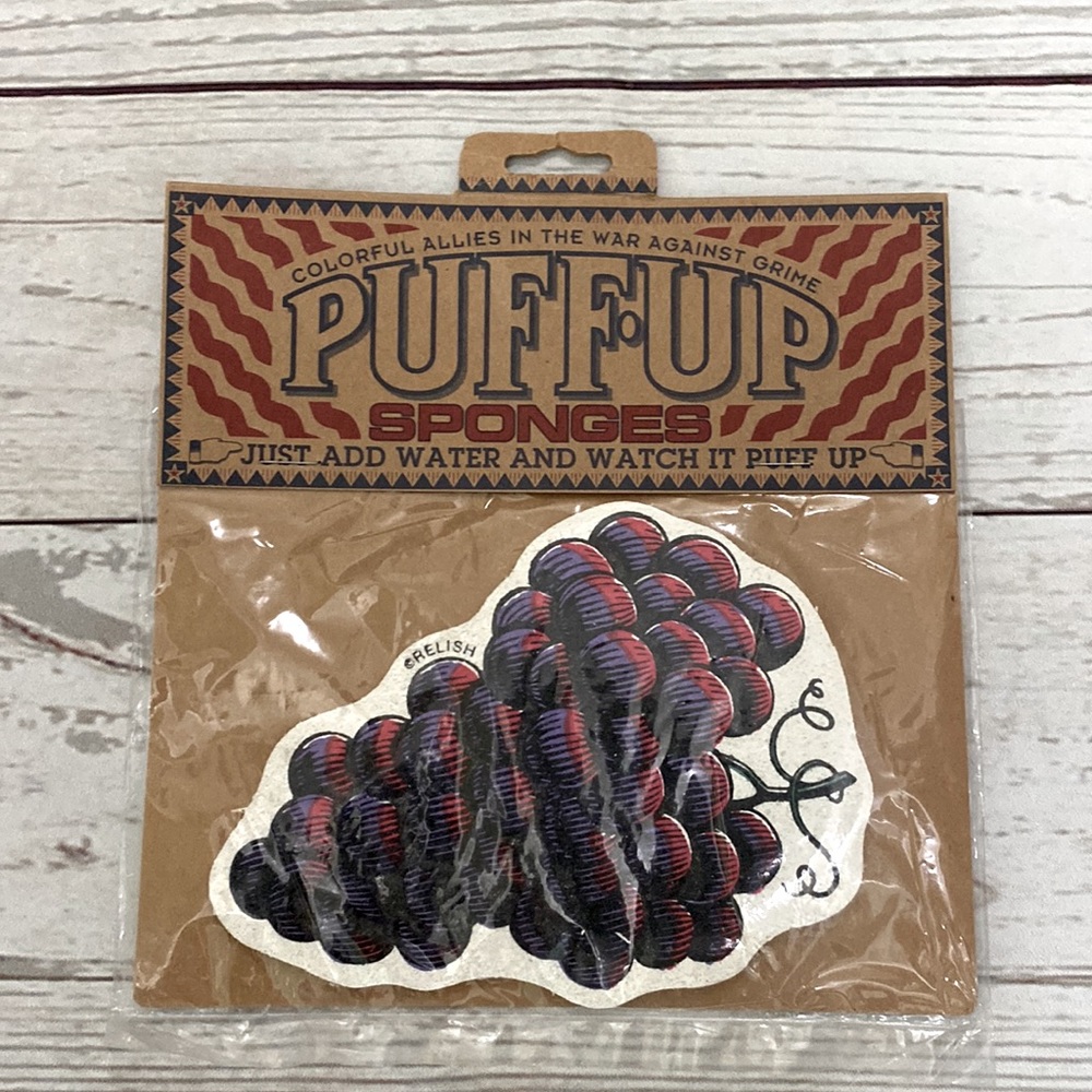 NEW Puff Up Kitchen Sponge Purple Grapes